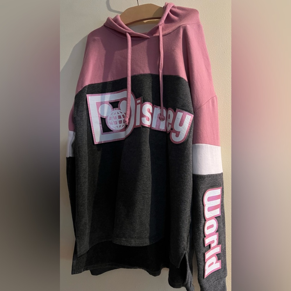 Genuine Walt Disney World Parks Pink, Gray & White Pullover Hoodie Size Medium